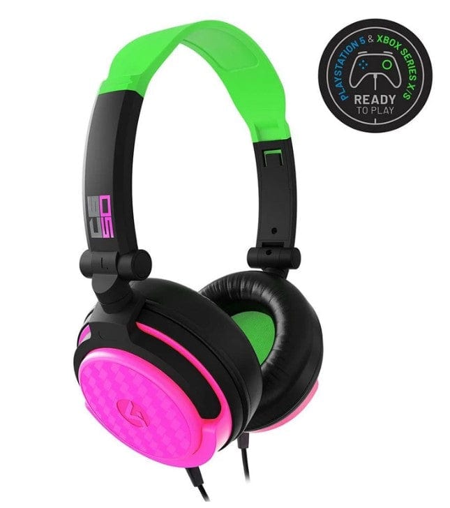 Local Kiwi Deals 4Gamers C6-50 Wired Gaming Headset (Neon Green & Pink)