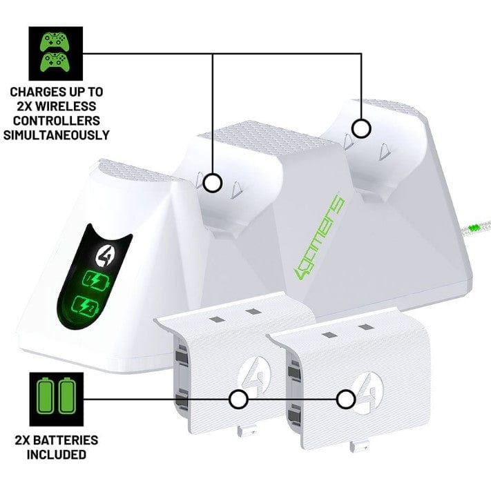 Local Kiwi Deals 4Gamers Xbox Series X/S Twin Charging Dock (White)