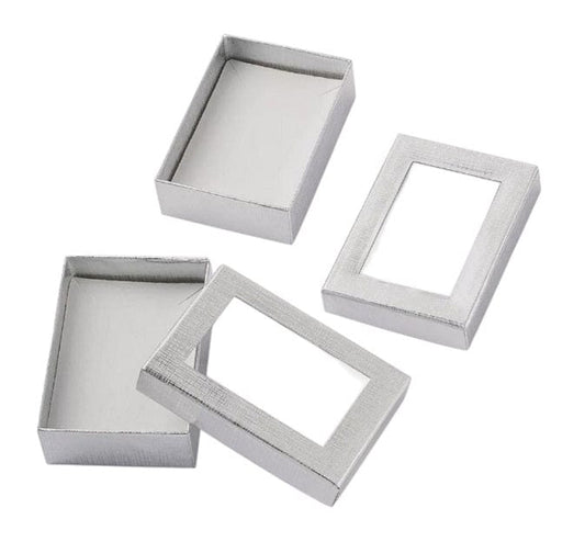 Local Kiwi Deals 5Pcs 12 Slot Silver Cardboard Jewelry Box Gift Case Display Window 130x95mm