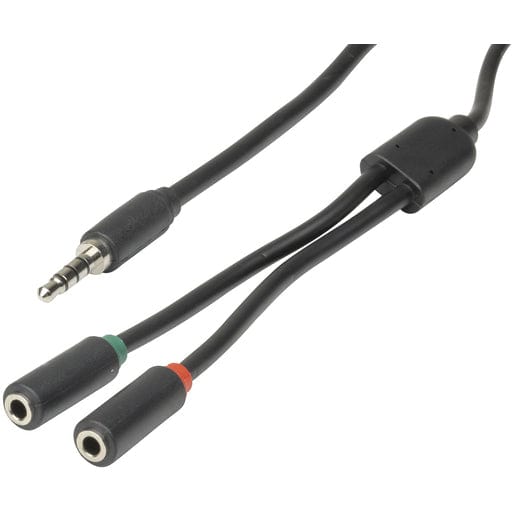 Local Kiwi Deals Audio And Video 3.5mm 4 Pole Plug to 2 x 3.5mm Socket Cable - 250mm