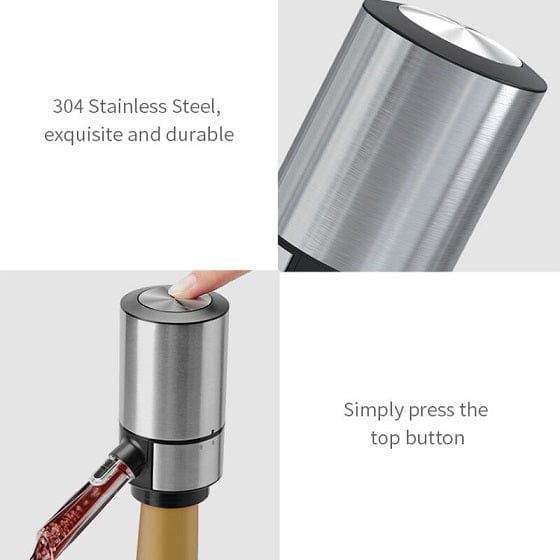 Local Kiwi Deals Automatic Electric Wine Decanter Whiskey Aerator Battery Powered - Stainless Steel