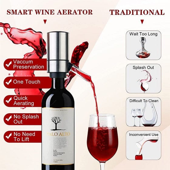 Local Kiwi Deals Automatic Electric Wine Decanter Whiskey Aerator Battery Powered - Stainless Steel