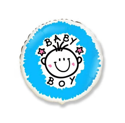 Local Kiwi Deals Baby Boy Face Foil Balloon 45cm, 18 inch - 5pk