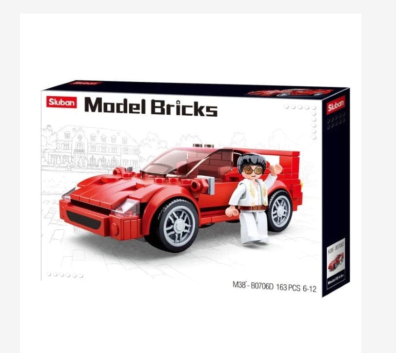 Local Kiwi Deals Baby Gears SLUBAN Model Bricks Red Sports Car M38-B0706D 163PCS