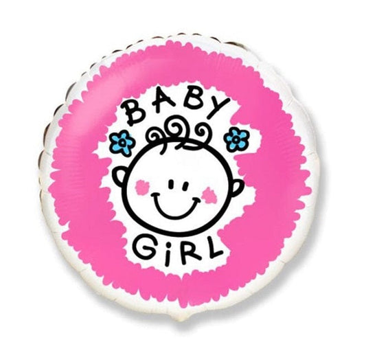 Local Kiwi Deals Baby Girl Face Foil Balloon 45cm, 18 inch - 5pk