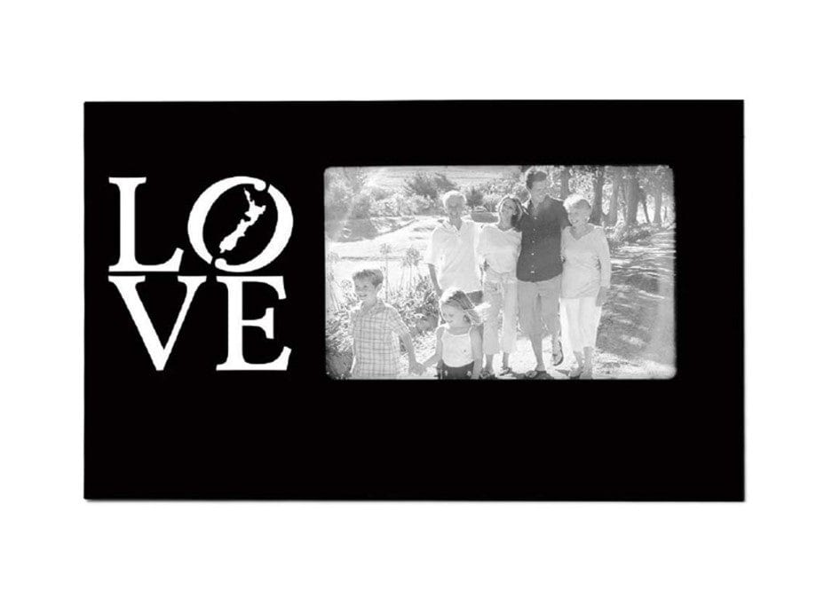 Local Kiwi Deals Black Photo frame with LOVE and outline of NZ to fit 4 x 6 photo