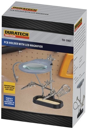 Local Kiwi Deals Business & Industrial DURATECH Holder PCB with LED Magnifier and Soldering Iron Stand