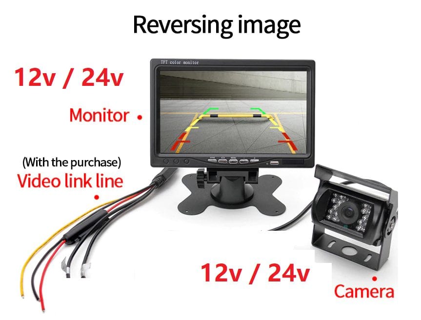 Local Kiwi Deals Car Parts & Accessories 12v / 24v HD 7 inch Car Rear View Monitor + Led night vision Camera