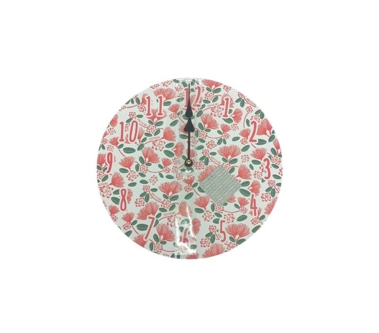 Local Kiwi Deals Circular Botanical Pohutukawa Clock - 30cm