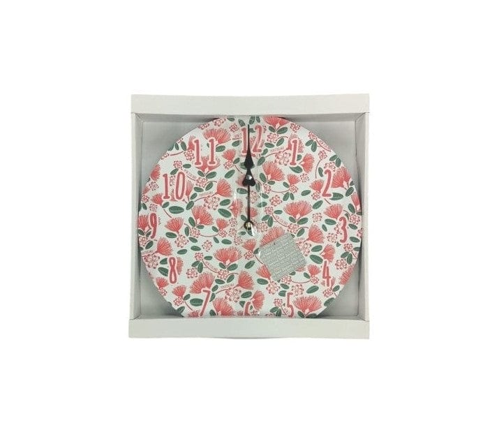 Local Kiwi Deals Circular Botanical Pohutukawa Clock - 30cm