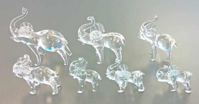 Local Kiwi Deals Decoration 7 Pcs Adorable Glass Elephant Figurine