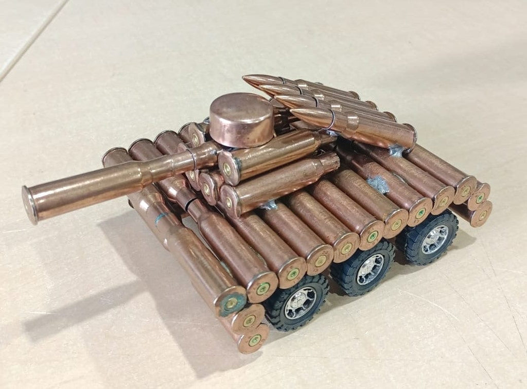 Local Kiwi Deals Decoration Bullet Shell Casings Shaped Rare Model Army Tank With Wheels (LARGE)