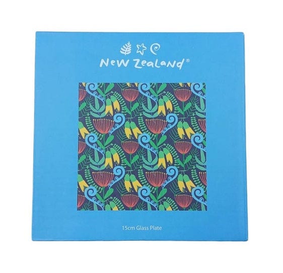 Local Kiwi Deals Decoration Home Decor New Zealand Floral Design 15cm Glass Plate (in Gift Pack)