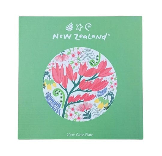 Local Kiwi Deals Decoration Home Decor New Zealand Floral Design 20cm Round Glass Plate (in Gift Pack)