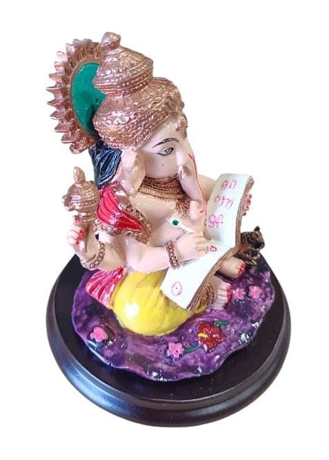 Local Kiwi Deals Decoration Lord Ganesha Sitting Marble Dust Statue 11 X 9.5Cm