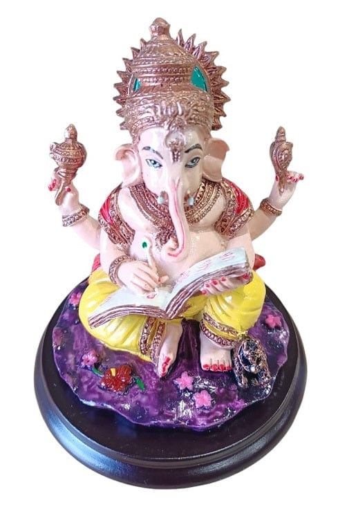 Local Kiwi Deals Decoration Lord Ganesha Sitting Marble Dust Statue 11 X 9.5Cm