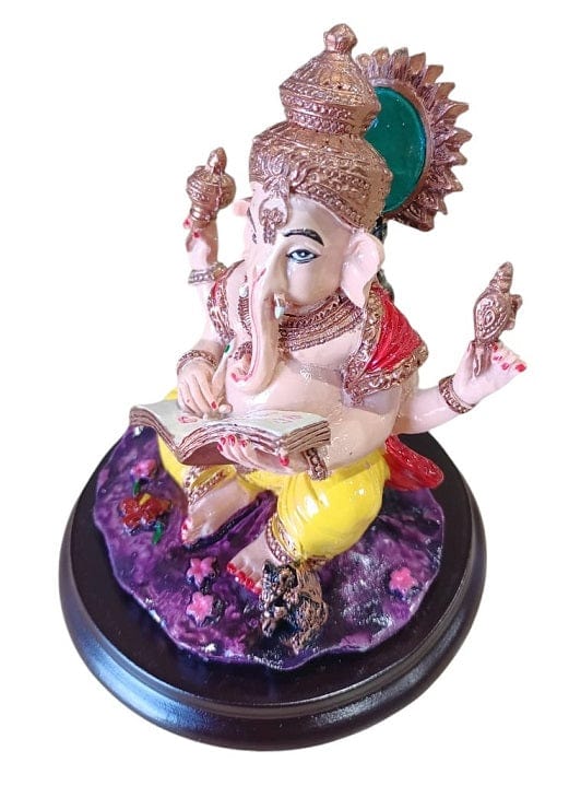 Local Kiwi Deals Decoration Lord Ganesha Sitting Marble Dust Statue 11 X 9.5Cm