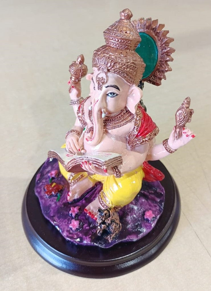 Local Kiwi Deals Decoration Lord Ganesha Sitting Marble Dust Statue 11 X 9.5Cm