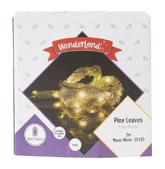 Local Kiwi Deals Decoration Wonderland Battery Lights Pine Leaves Warm White 25 LED 2m