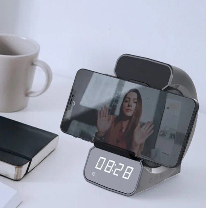 Local Kiwi Deals Digital Display 3-in-1 Alarm Clock with Wireless Charging - Grey
