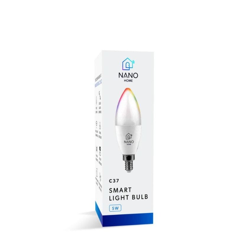 Local Kiwi Deals Electrical and Fittings Nanohome Colour / Warm & Cool C37 5W E37 Smart Light Bulb Compatible with Hey Google & Alexa - iOS & Android (4 BULBS)