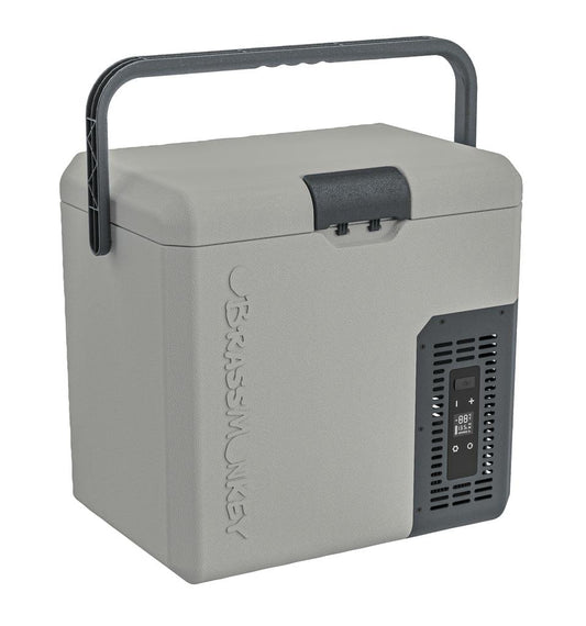 Local Kiwi Deals Electronics 18L Brass Monkey Portable Fridge/Freezer with Carry Handle and Battery Compartment - Grey/Dark Grey