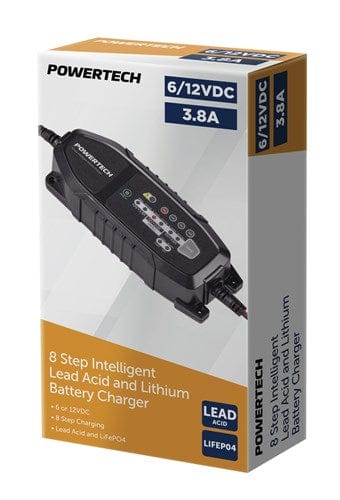 Local Kiwi Deals Electronics 6/12VDC 3.8A 8-Step Intelligent Lead Acid and Lithium Battery Charger