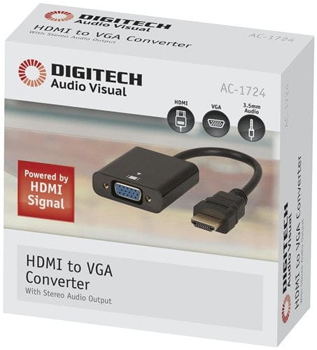 Local Kiwi Deals Electronics Digitech HDMI to VGA Converter with Stereo Audio Output