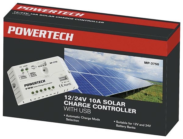 Local Kiwi Deals Electronics POWERTECH 10A PWM Solar Charge Controller 12/24V with USB