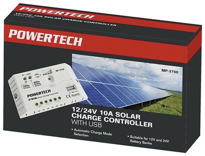 Local Kiwi Deals Electronics POWERTECH 10A PWM Solar Charge Controller 12/24V with USB