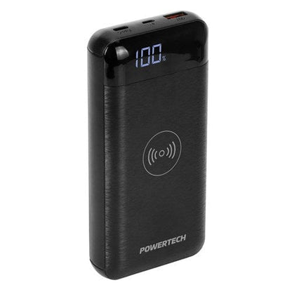 Local Kiwi Deals Electronics Powertech 20,000mAh Power Bank with 2 x USB and Wireless Charger in Black