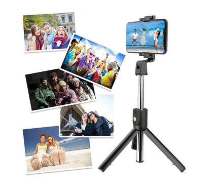 Local Kiwi Deals Foldable Bluetooth Selfie Stick With Remote Control - Black