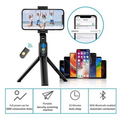 Local Kiwi Deals Foldable Bluetooth Selfie Stick With Remote Control - Black