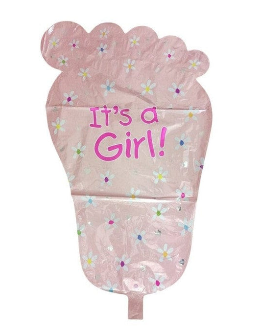 Local Kiwi Deals Foot-shaped It's A Girl! Foil Balloon Large 70 x 42cm - 5pk