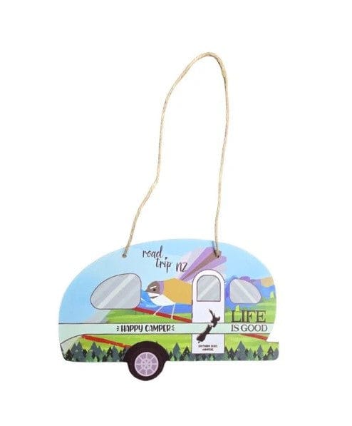 Local Kiwi Deals Happy Camper Caravan Plaque with Fantail