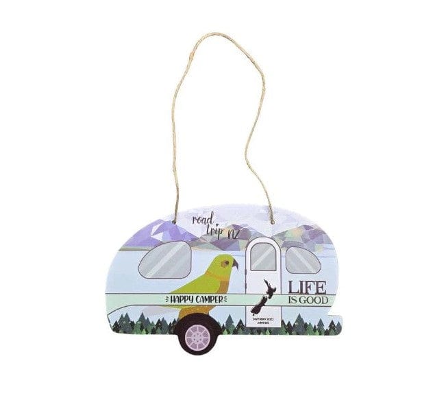 Local Kiwi Deals Happy Camper Caravan Plaque with Kea