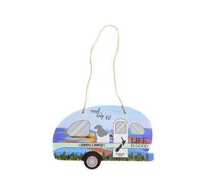 Local Kiwi Deals Happy Camper Caravan Plaque with Kereru