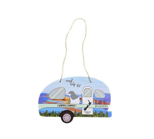 Local Kiwi Deals Happy Camper Caravan Plaque with Kereru