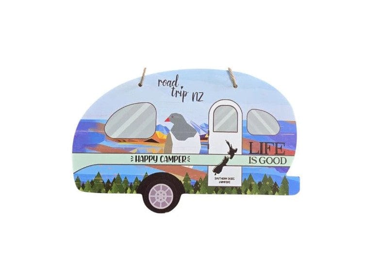 Local Kiwi Deals Happy Camper Caravan Plaque with Kereru