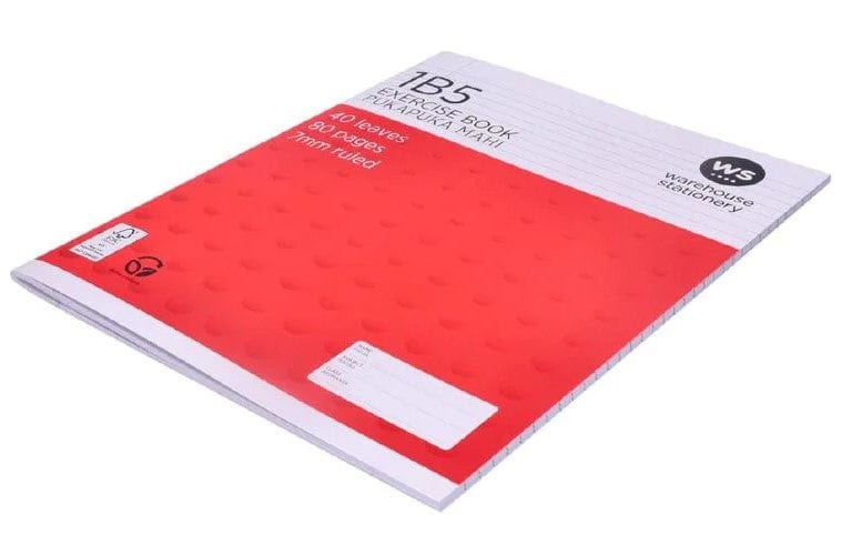 Local Kiwi Deals Homeware Exercise Book 1B5 7mm Ruled 40 Leaf Red