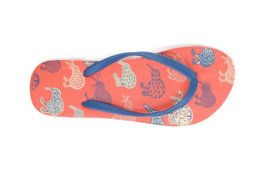 Local Kiwi Deals Homeware Kiwi Sketch Jandals (TANGERINE)