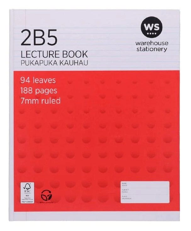 Local Kiwi Deals Homeware Lecture Book 2B5 7mm Ruled Hardcover 94 Leaf Red Mid