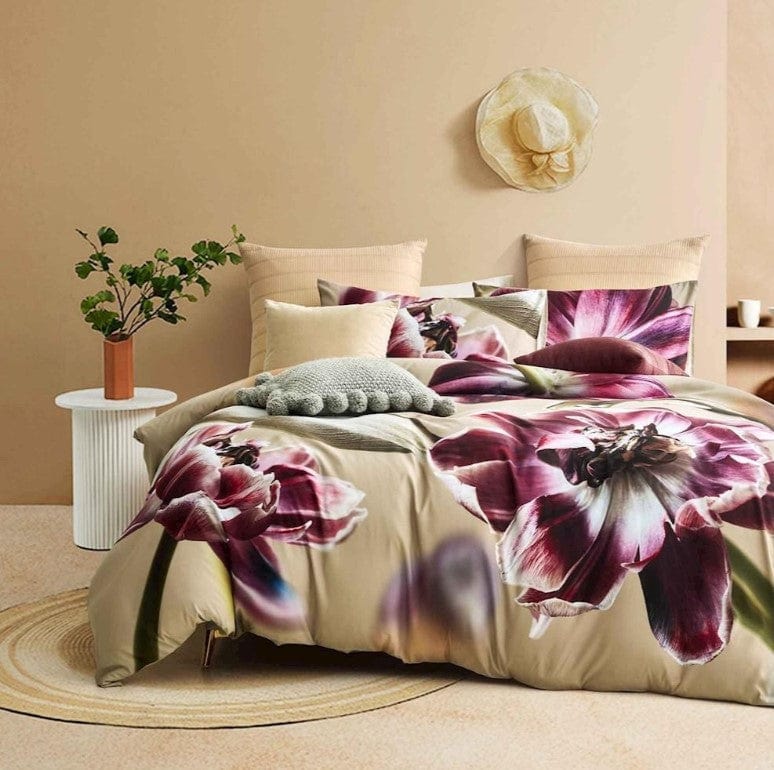 Local Kiwi Deals Homeware QN Galaxy Magnolia Flower Duvet Cover Set