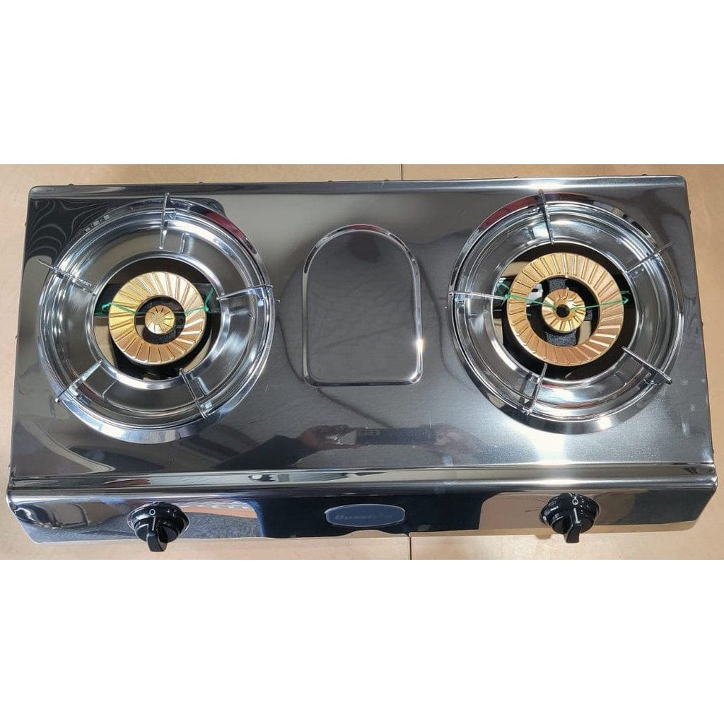 Local Kiwi Deals Kitchen 2-01SNR  Auto Ignition Table Top Double Burner LPG Gas Stove Cooker Stainless Steel Panel