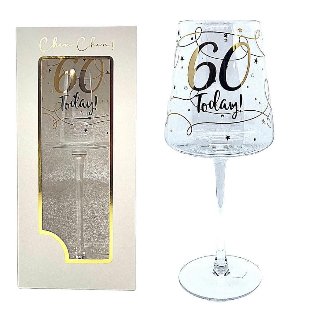 Local Kiwi Deals Kitchen 60 Today Wine Glass for Different Ages and Messages Gift Pack