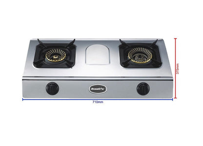 Local Kiwi Deals Kitchen Appliances Double Burner Auto Ignition Stainless Steel Panel Gas Stove  2-01SRBP-1
