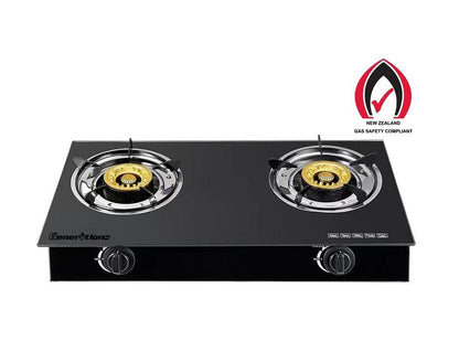 Local Kiwi Deals Kitchen Appliances Double Burner Auto Ignition Tempered Glass Panel Gas Stove - GQ72-2
