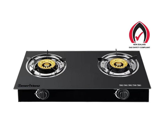 Local Kiwi Deals Kitchen Appliances Double Burner Auto Ignition Tempered Glass Panel Gas Stove - GQ72-2