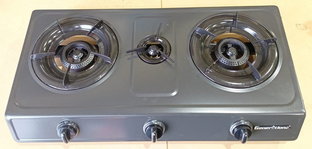 Local Kiwi Deals Kitchen Appliances HT-G-3076 Auto Ignition Table Top Triple Burner LPG Gas Stove Cooker Powder Coated Panel