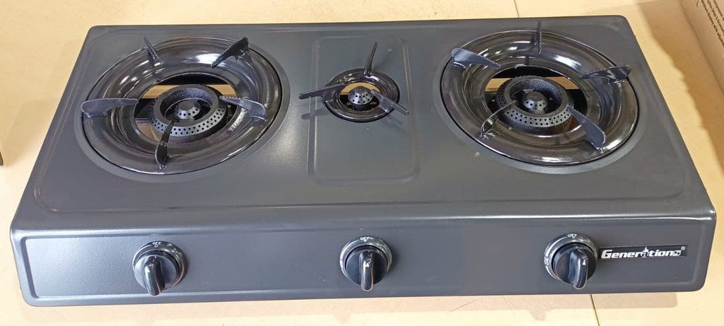 Local Kiwi Deals Kitchen Appliances HT-G-3076 Auto Ignition Table Top Triple Burner LPG Gas Stove Cooker Powder Coated Panel